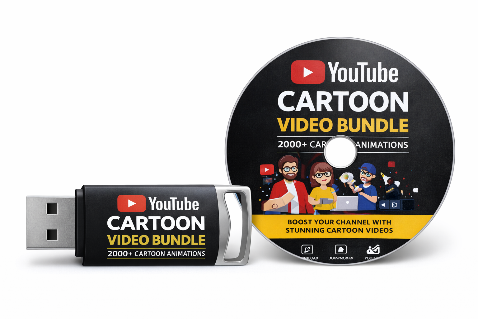 YouTube Cartoon Video Bundle – 2000+ Animated Clips for Shorts, Reels & Videos